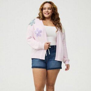Daisy Open Front Cardigan - Torrid - size 1 - Light Lilac